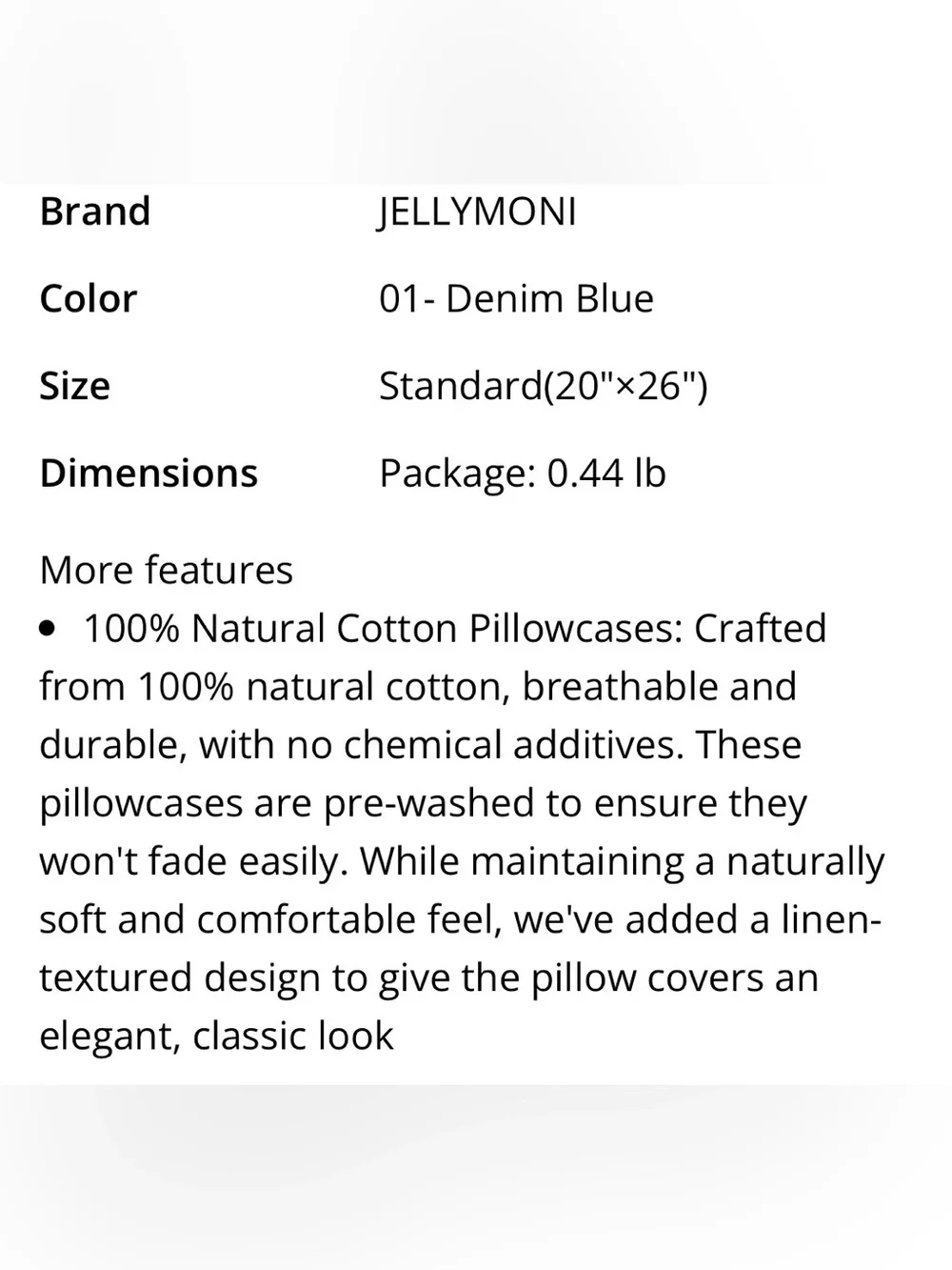 100% Cotton Standard Size Pillowcases with Buttons - DENIM BLUE